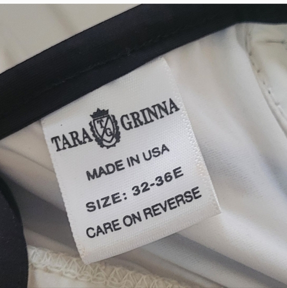 TARA GRINNA Black White Bikini Top Size 32-36 E Excellent Condition - Picture 5 of 8